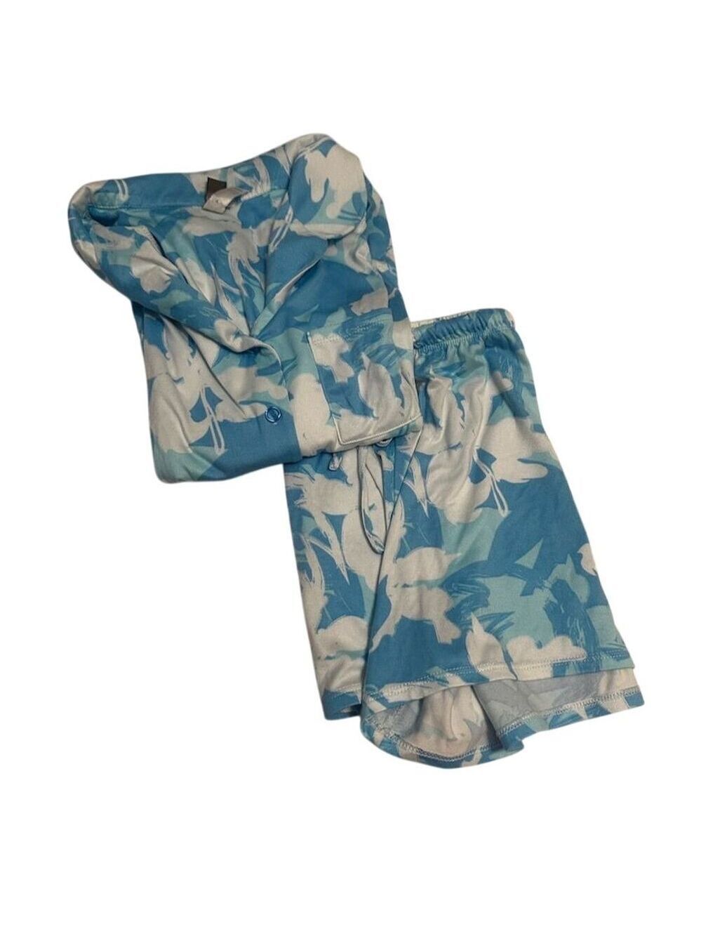 PJ Couture Women's M Blue Floral Pajama Set